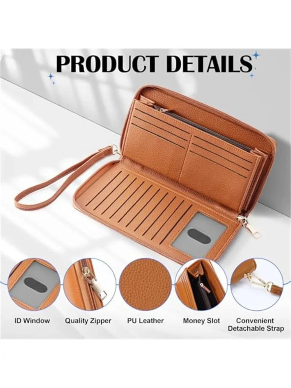 Womens RFID Leather Wallet Clutch Wristlet Large Capacity Card Holder Organizer